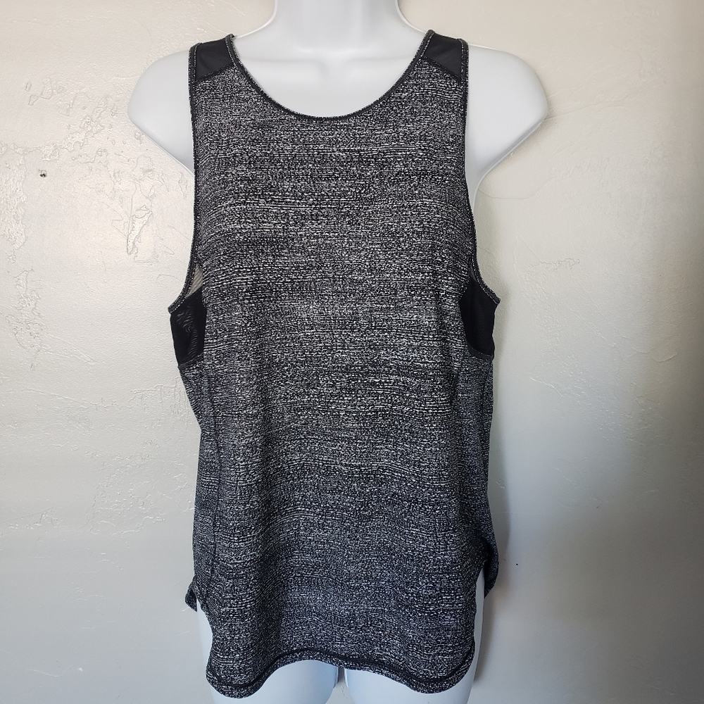 Lululemon Women's Sculpt Tank II Twillines Workout Top Black White Mesh Gym M/L